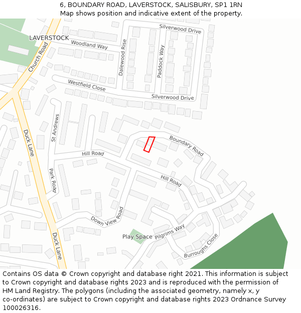 6, BOUNDARY ROAD, LAVERSTOCK, SALISBURY, SP1 1RN: Location map and indicative extent of plot