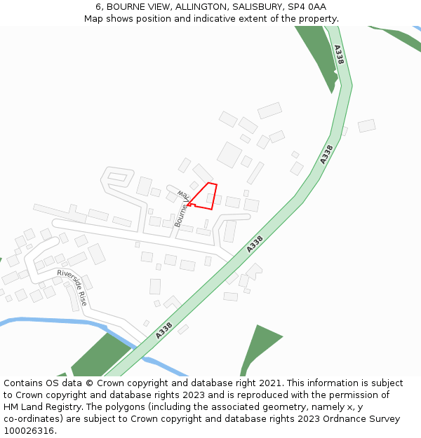 6, BOURNE VIEW, ALLINGTON, SALISBURY, SP4 0AA: Location map and indicative extent of plot