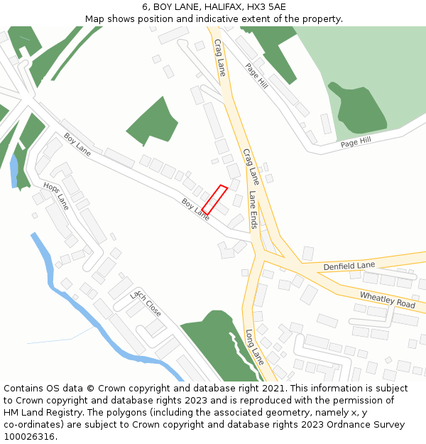 6, BOY LANE, HALIFAX, HX3 5AE: Location map and indicative extent of plot