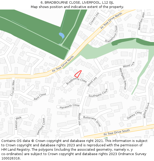 6, BRADBOURNE CLOSE, LIVERPOOL, L12 0JL: Location map and indicative extent of plot