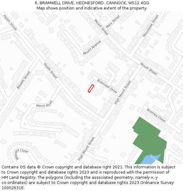 6, BRAMWELL DRIVE, HEDNESFORD, CANNOCK, WS12 4GG: Location map and indicative extent of plot