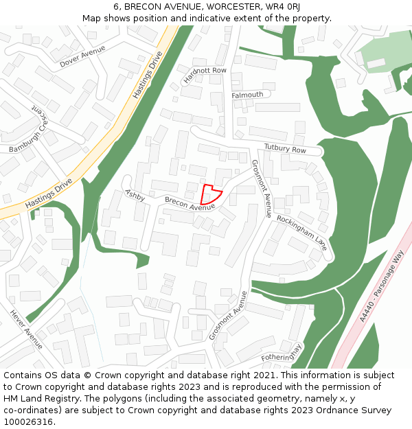 6, BRECON AVENUE, WORCESTER, WR4 0RJ: Location map and indicative extent of plot