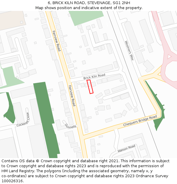 6, BRICK KILN ROAD, STEVENAGE, SG1 2NH: Location map and indicative extent of plot