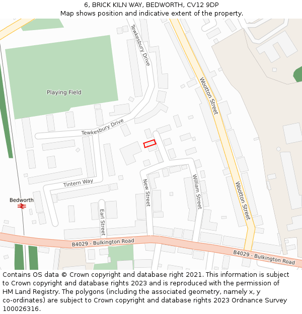 6, BRICK KILN WAY, BEDWORTH, CV12 9DP: Location map and indicative extent of plot