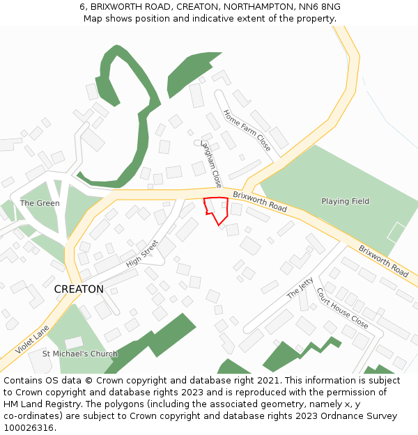 6, BRIXWORTH ROAD, CREATON, NORTHAMPTON, NN6 8NG: Location map and indicative extent of plot