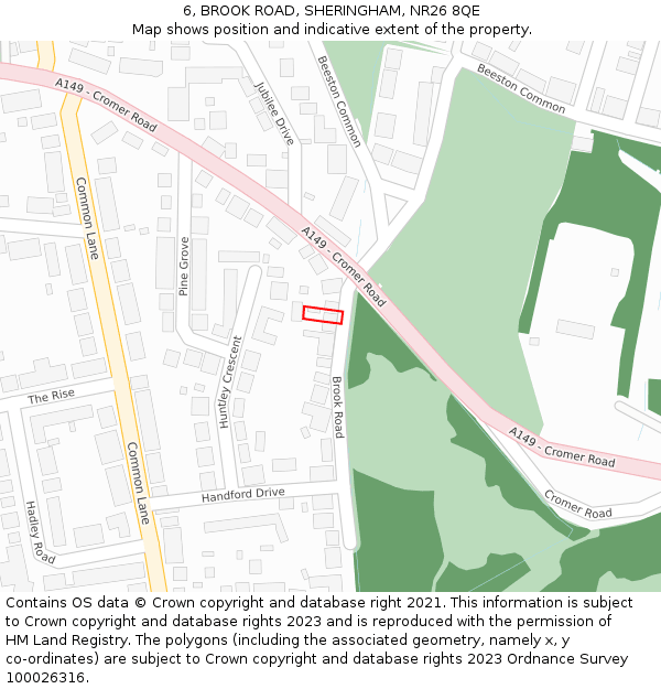 6, BROOK ROAD, SHERINGHAM, NR26 8QE: Location map and indicative extent of plot