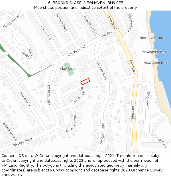 6, BROOKS CLOSE, NEWHAVEN, BN9 9EB: Location map and indicative extent of plot