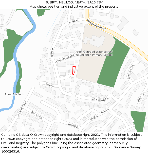 6, BRYN HEULOG, NEATH, SA10 7SY: Location map and indicative extent of plot
