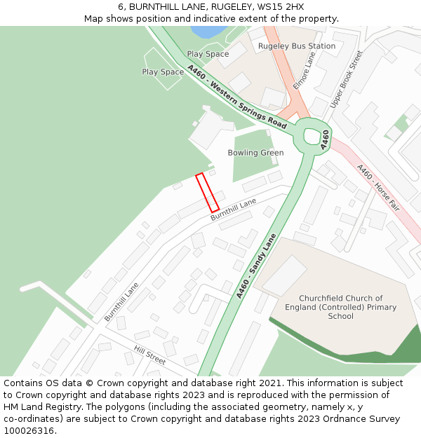 6, BURNTHILL LANE, RUGELEY, WS15 2HX: Location map and indicative extent of plot