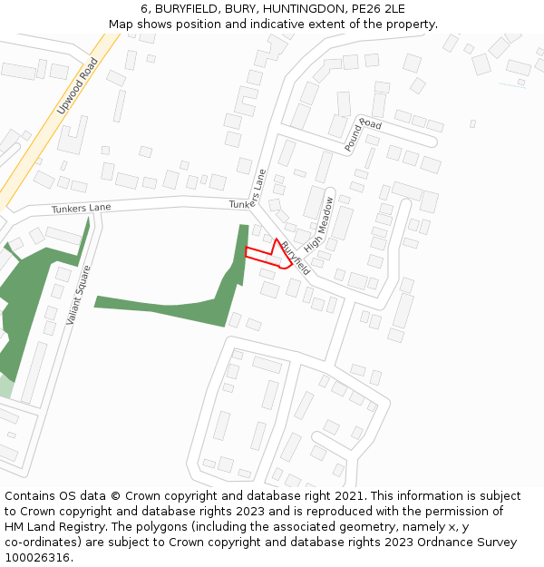 6, BURYFIELD, BURY, HUNTINGDON, PE26 2LE: Location map and indicative extent of plot