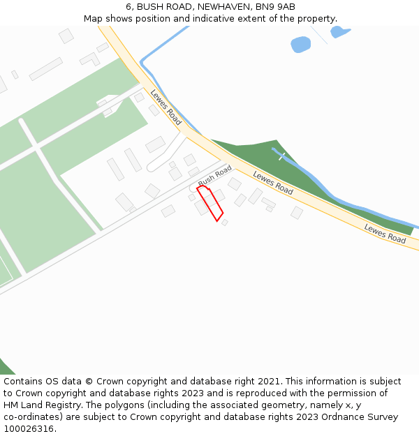 6, BUSH ROAD, NEWHAVEN, BN9 9AB: Location map and indicative extent of plot