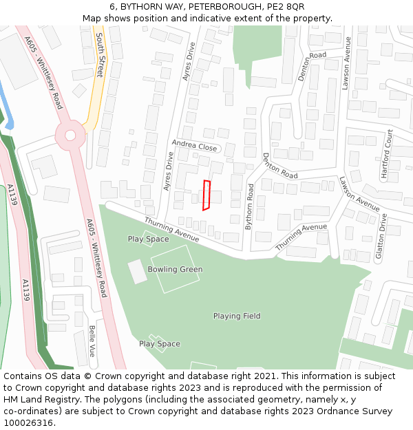 6, BYTHORN WAY, PETERBOROUGH, PE2 8QR: Location map and indicative extent of plot