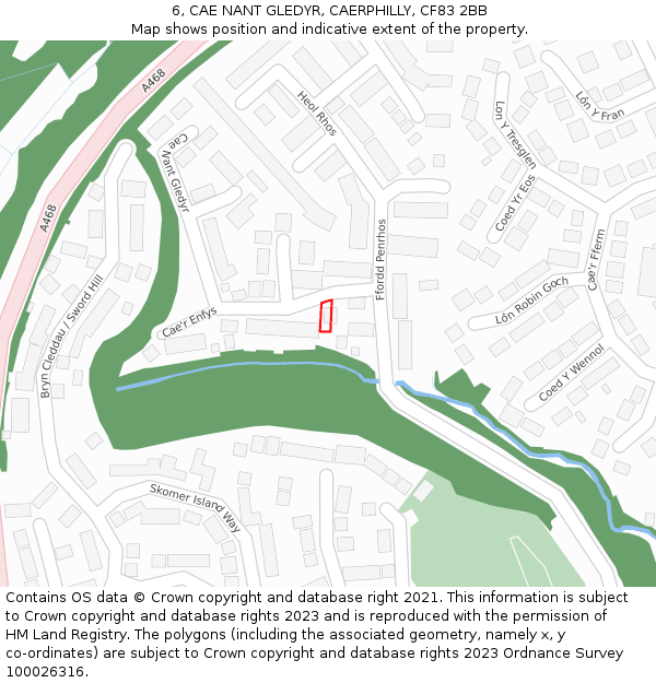 6, CAE NANT GLEDYR, CAERPHILLY, CF83 2BB: Location map and indicative extent of plot