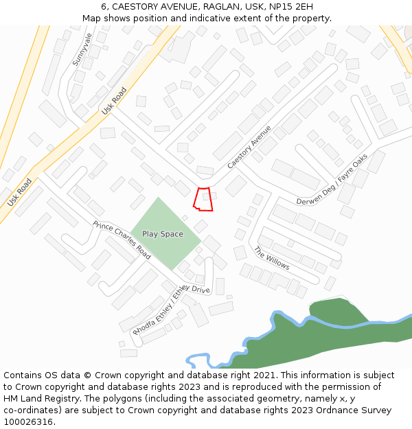 6, CAESTORY AVENUE, RAGLAN, USK, NP15 2EH: Location map and indicative extent of plot