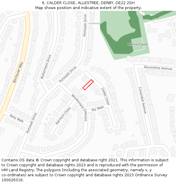 6, CALDER CLOSE, ALLESTREE, DERBY, DE22 2SH: Location map and indicative extent of plot