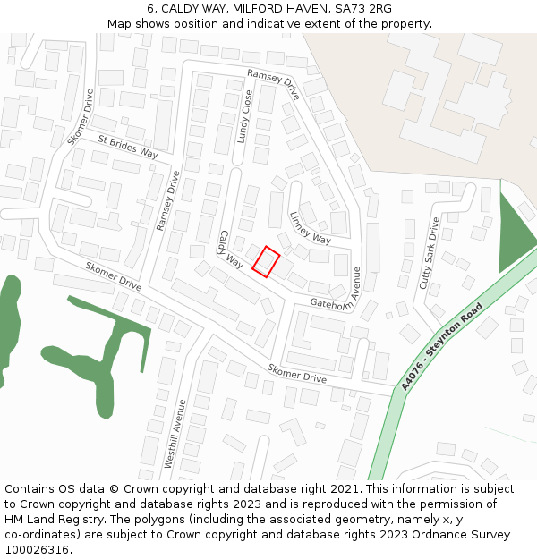 6, CALDY WAY, MILFORD HAVEN, SA73 2RG: Location map and indicative extent of plot