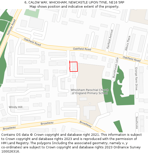 6, CALOW WAY, WHICKHAM, NEWCASTLE UPON TYNE, NE16 5RP: Location map and indicative extent of plot