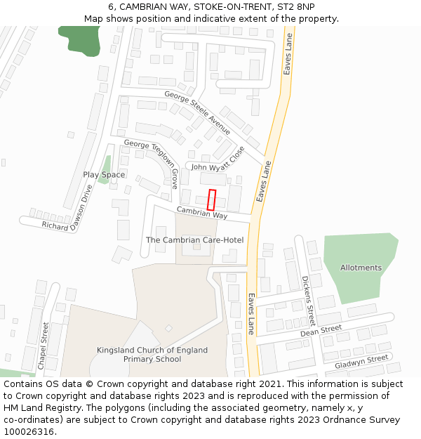 6, CAMBRIAN WAY, STOKE-ON-TRENT, ST2 8NP: Location map and indicative extent of plot