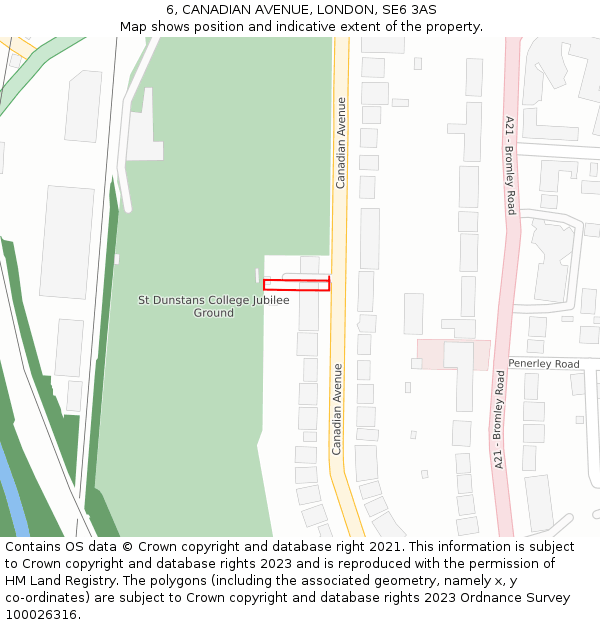 6, CANADIAN AVENUE, LONDON, SE6 3AS: Location map and indicative extent of plot