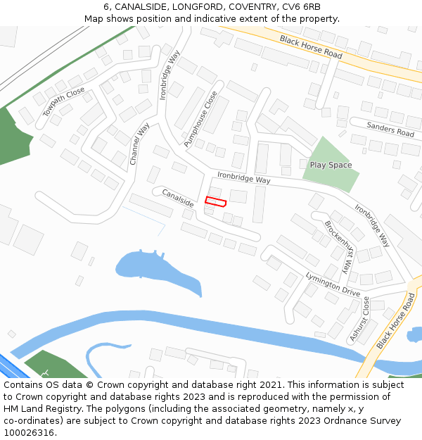 6, CANALSIDE, LONGFORD, COVENTRY, CV6 6RB: Location map and indicative extent of plot
