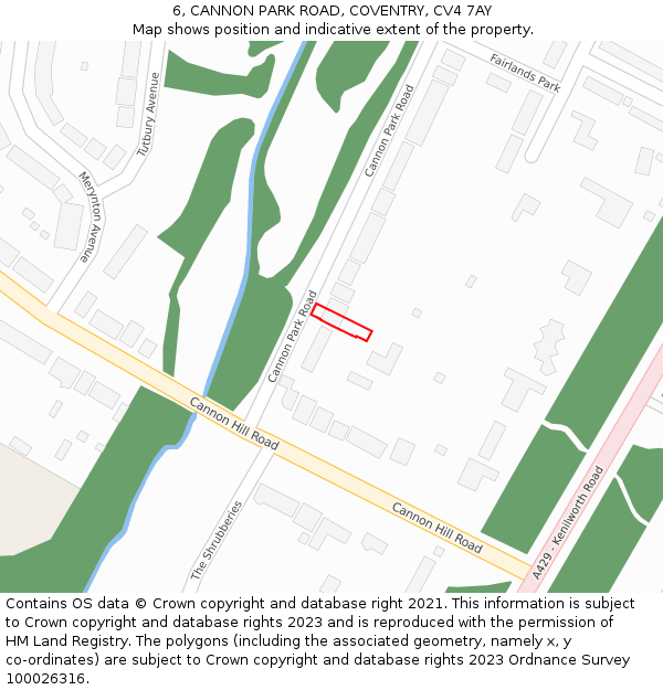 6, CANNON PARK ROAD, COVENTRY, CV4 7AY: Location map and indicative extent of plot