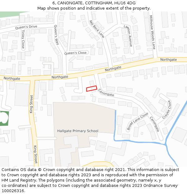 6, CANONGATE, COTTINGHAM, HU16 4DG: Location map and indicative extent of plot