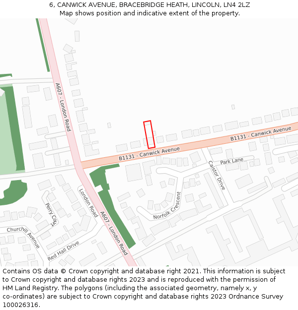 6, CANWICK AVENUE, BRACEBRIDGE HEATH, LINCOLN, LN4 2LZ: Location map and indicative extent of plot