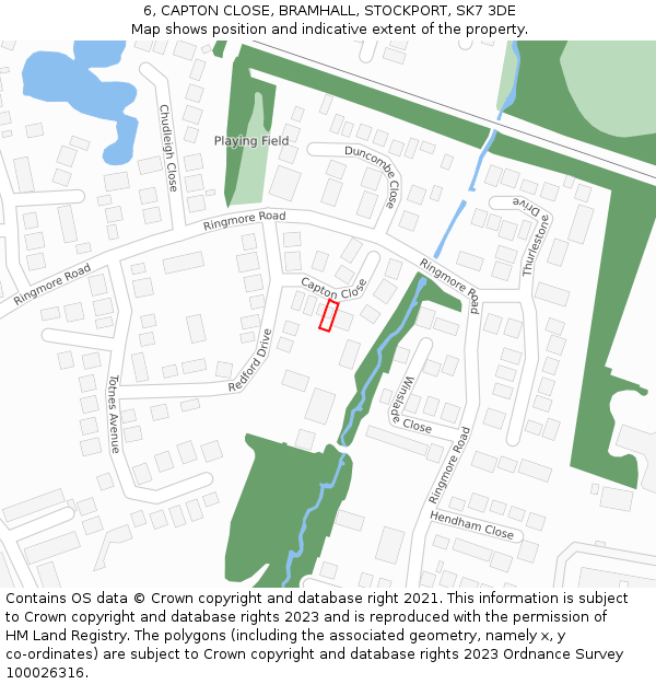 6, CAPTON CLOSE, BRAMHALL, STOCKPORT, SK7 3DE: Location map and indicative extent of plot