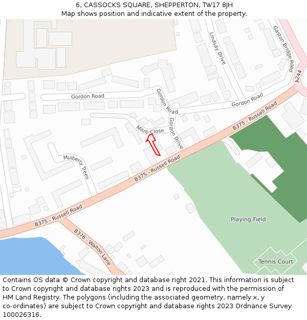 6, CASSOCKS SQUARE, SHEPPERTON, TW17 8JH: Location map and indicative extent of plot