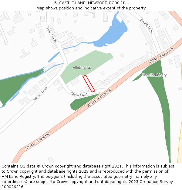 6, CASTLE LANE, NEWPORT, PO30 1PH: Location map and indicative extent of plot