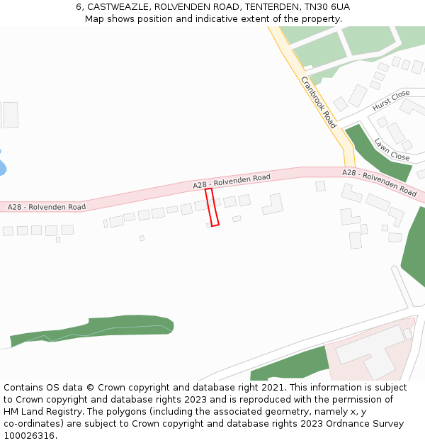 6, CASTWEAZLE, ROLVENDEN ROAD, TENTERDEN, TN30 6UA: Location map and indicative extent of plot