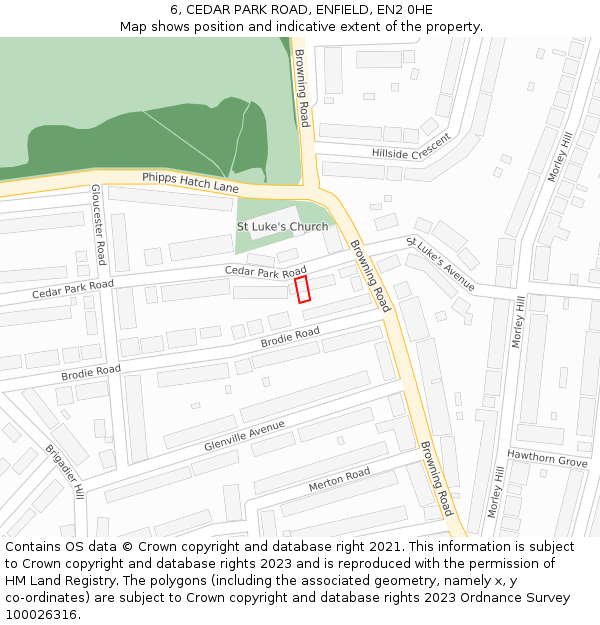 6, CEDAR PARK ROAD, ENFIELD, EN2 0HE: Location map and indicative extent of plot