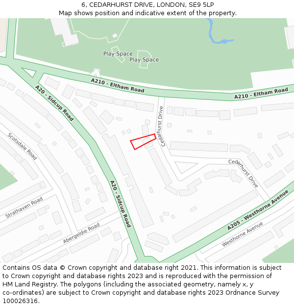 6, CEDARHURST DRIVE, LONDON, SE9 5LP: Location map and indicative extent of plot