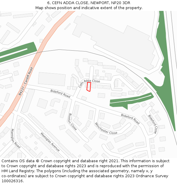 6, CEFN ADDA CLOSE, NEWPORT, NP20 3DR: Location map and indicative extent of plot