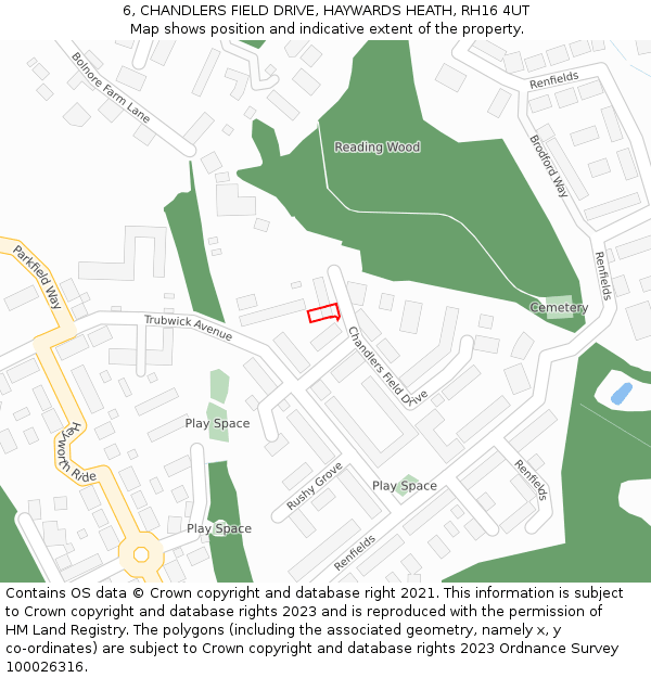 6, CHANDLERS FIELD DRIVE, HAYWARDS HEATH, RH16 4UT: Location map and indicative extent of plot