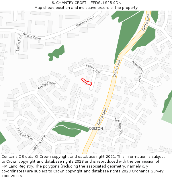 6, CHANTRY CROFT, LEEDS, LS15 9DN: Location map and indicative extent of plot