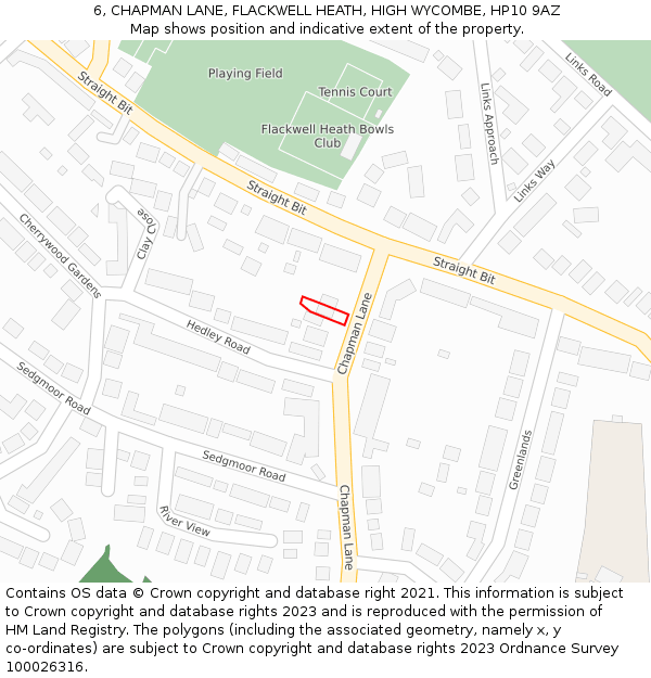 6, CHAPMAN LANE, FLACKWELL HEATH, HIGH WYCOMBE, HP10 9AZ: Location map and indicative extent of plot