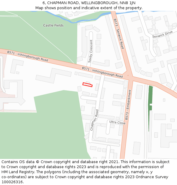 6, CHAPMAN ROAD, WELLINGBOROUGH, NN8 1JN: Location map and indicative extent of plot