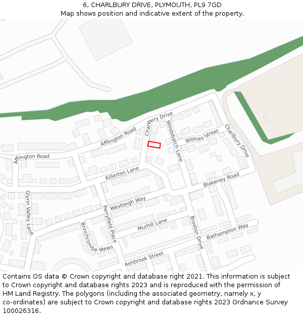 6, CHARLBURY DRIVE, PLYMOUTH, PL9 7GD: Location map and indicative extent of plot