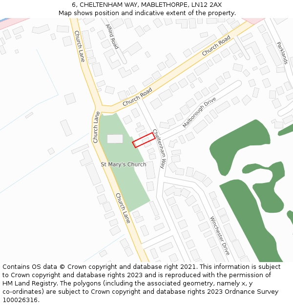 6, CHELTENHAM WAY, MABLETHORPE, LN12 2AX: Location map and indicative extent of plot