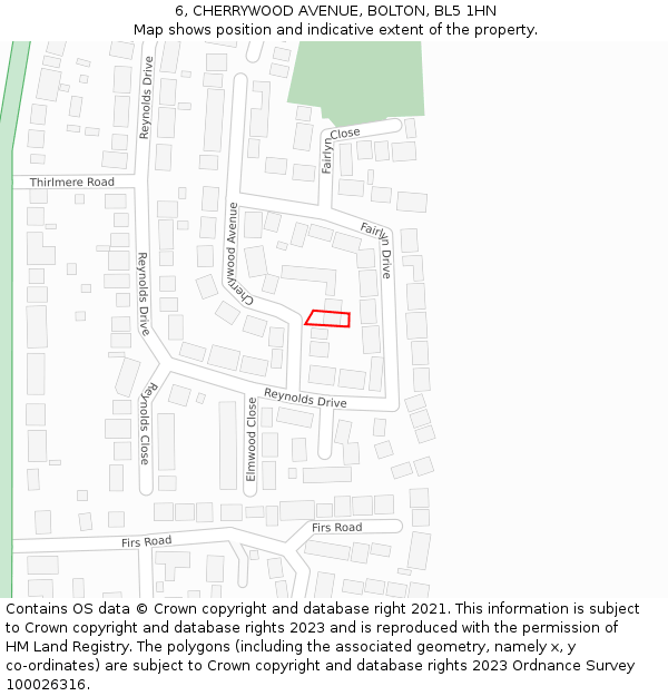 6, CHERRYWOOD AVENUE, BOLTON, BL5 1HN: Location map and indicative extent of plot