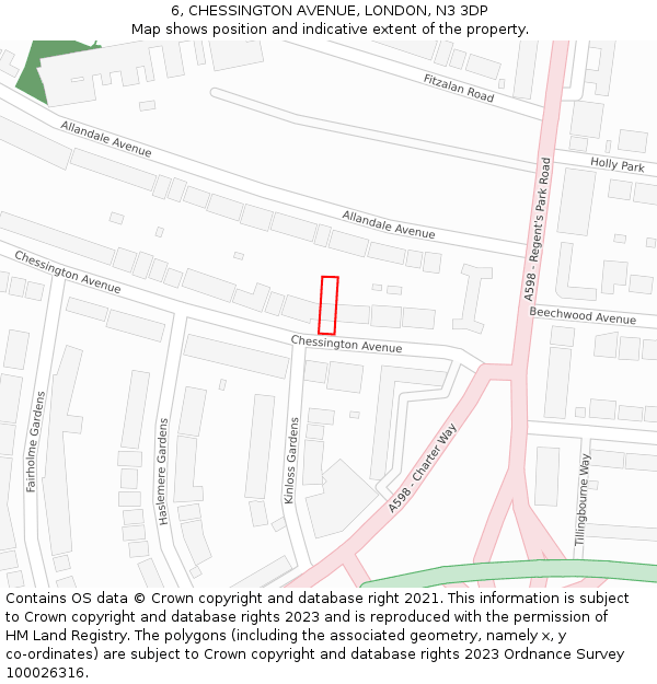 6, CHESSINGTON AVENUE, LONDON, N3 3DP: Location map and indicative extent of plot