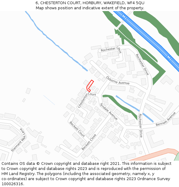 6, CHESTERTON COURT, HORBURY, WAKEFIELD, WF4 5QU: Location map and indicative extent of plot