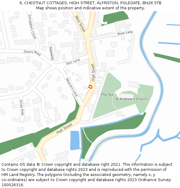 6, CHESTNUT COTTAGES, HIGH STREET, ALFRISTON, POLEGATE, BN26 5TB: Location map and indicative extent of plot