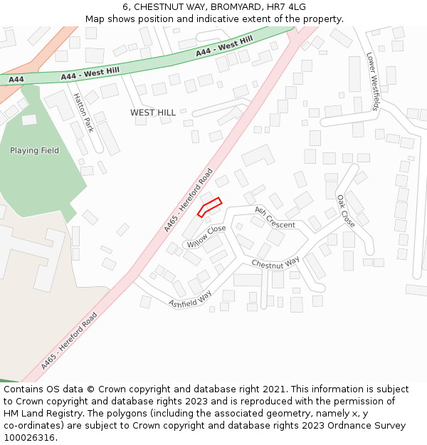 6, CHESTNUT WAY, BROMYARD, HR7 4LG: Location map and indicative extent of plot
