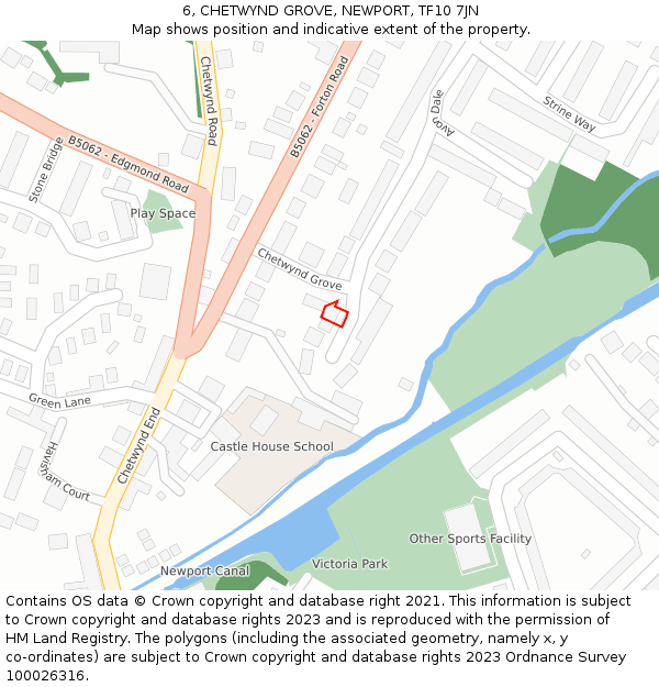 6, CHETWYND GROVE, NEWPORT, TF10 7JN: Location map and indicative extent of plot