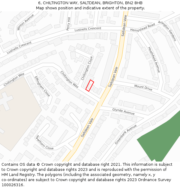 6, CHILTINGTON WAY, SALTDEAN, BRIGHTON, BN2 8HB: Location map and indicative extent of plot