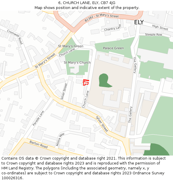 6, CHURCH LANE, ELY, CB7 4JG: Location map and indicative extent of plot