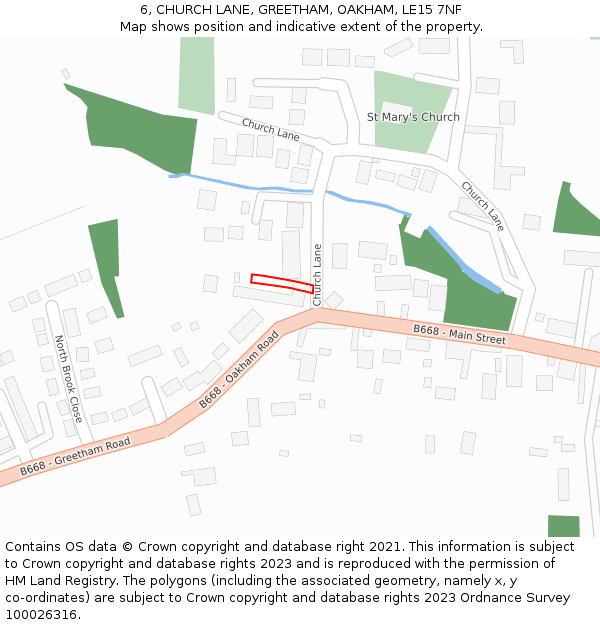 6, CHURCH LANE, GREETHAM, OAKHAM, LE15 7NF: Location map and indicative extent of plot