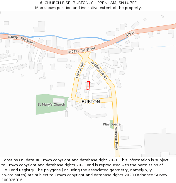 6, CHURCH RISE, BURTON, CHIPPENHAM, SN14 7FE: Location map and indicative extent of plot